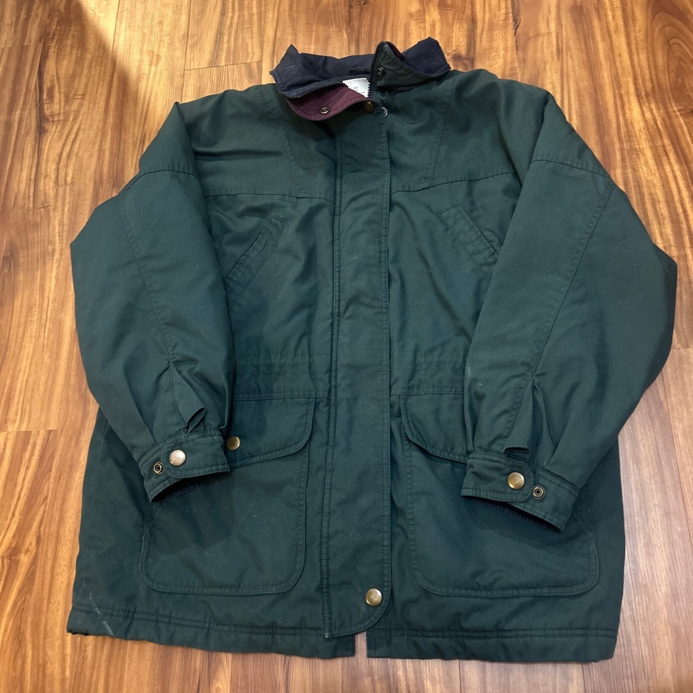 Allegheny Trail Mens Large Green Plaid Lined Field Jacket Utility Parka Vintage